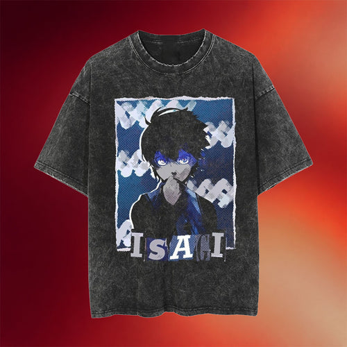 Blue Lock Merch 2026 Isagi Yoichi Wash T-Shirt Blue Lock Anime Shirt Best Gifts For Besties