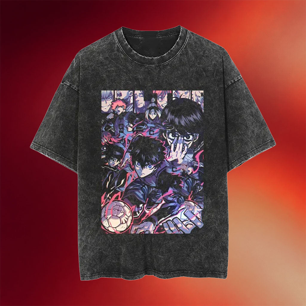 Blue Lock Merch 2026 Isagi Yoichi Wash T-Shirt Blue Lock Shirt Best Gift For Anime Fans