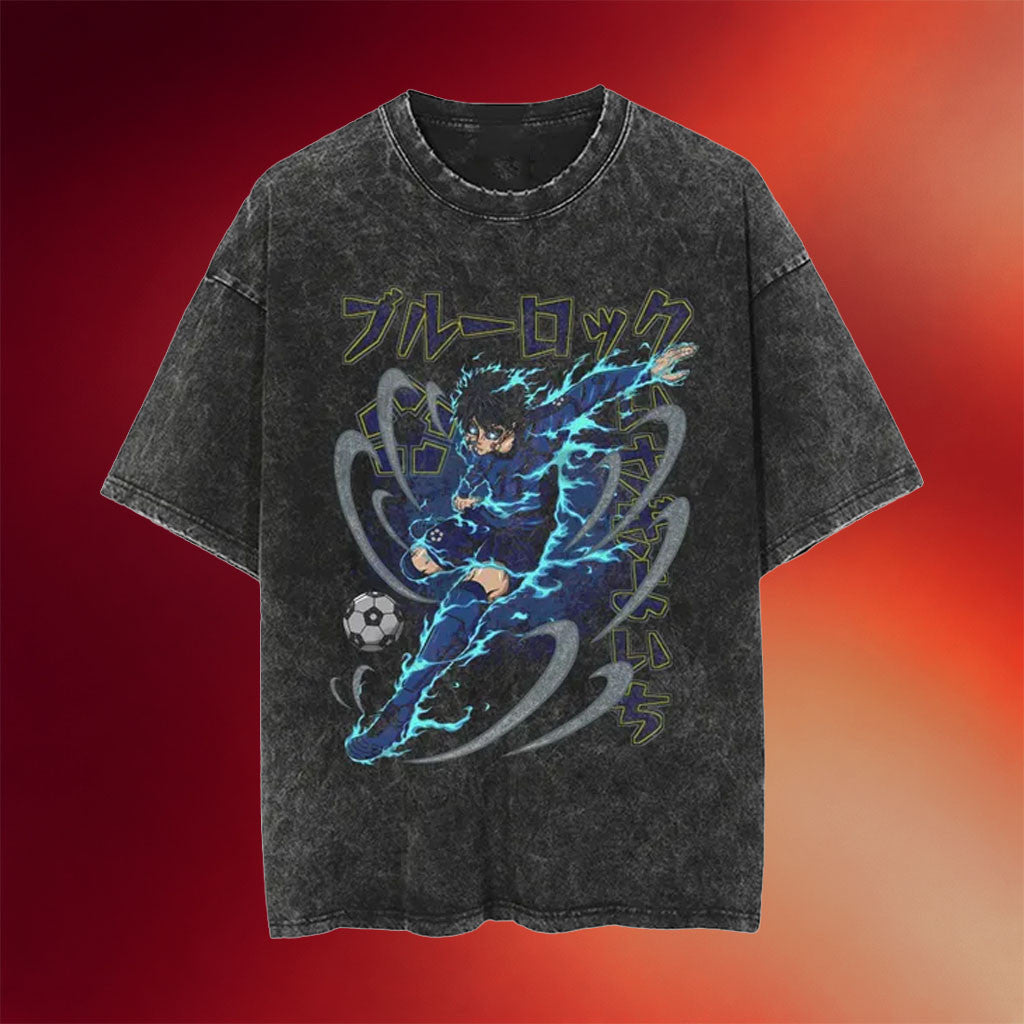 Blue Lock Merch 2026 Isagi Yoichi Washed T-Shirt Blue Lock Anime Shirt Gift For Brothers