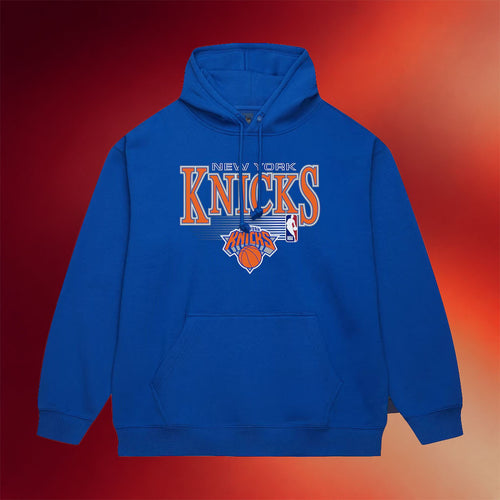 Mitchell And Ness NY Knicks Champions Merch 2026 New York Knicks Team Name Stack And Logo Hoodie