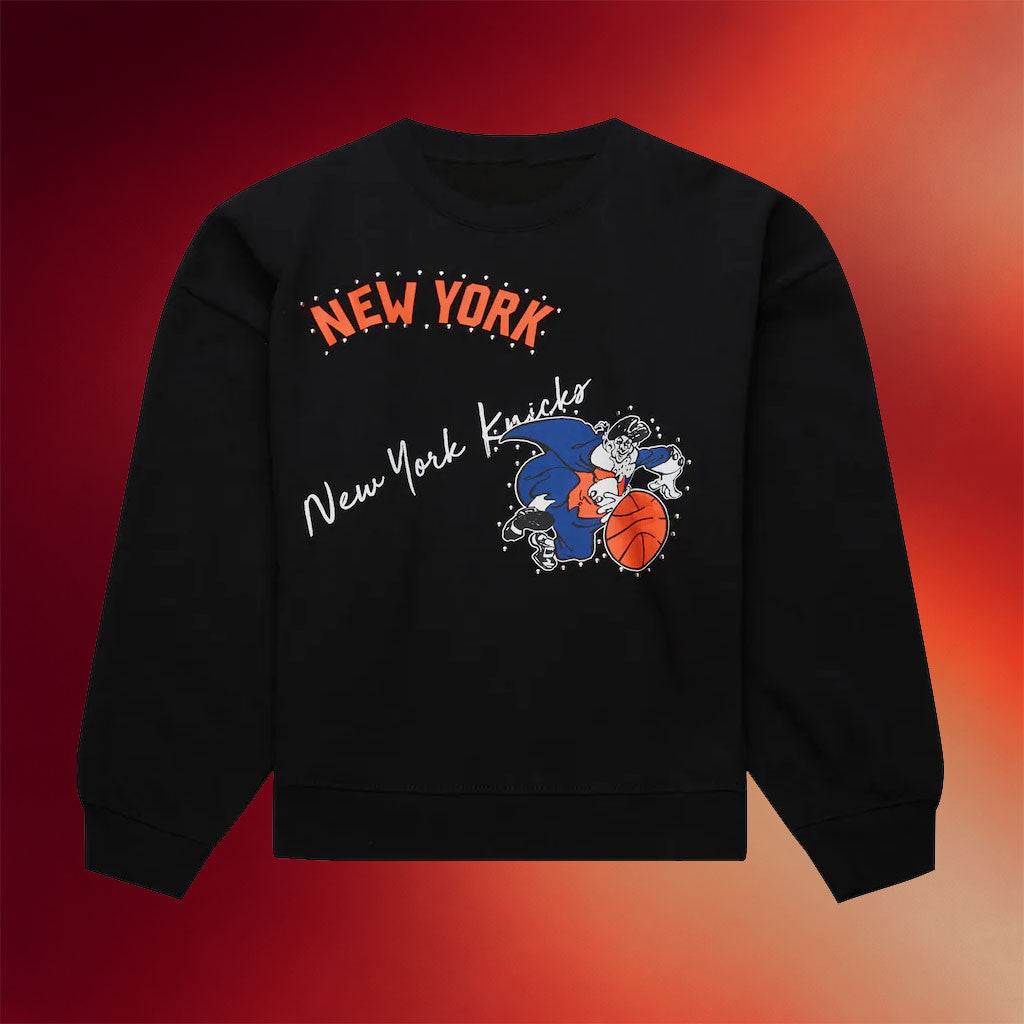 Mitchell And Ness NY Knicks Champions Merch 2026 New York Knicks Black Embellished Sweatshirt
