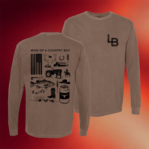 Luke Bryan Merch 2026 Mind Of A Country Boy Long Sleeve Shirt Best Gift For Fathers