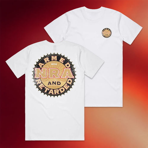 Dirty Kid Merch 2026 NRGay T-Shirt White Armed And Retarded Shirt Gifts For Friends