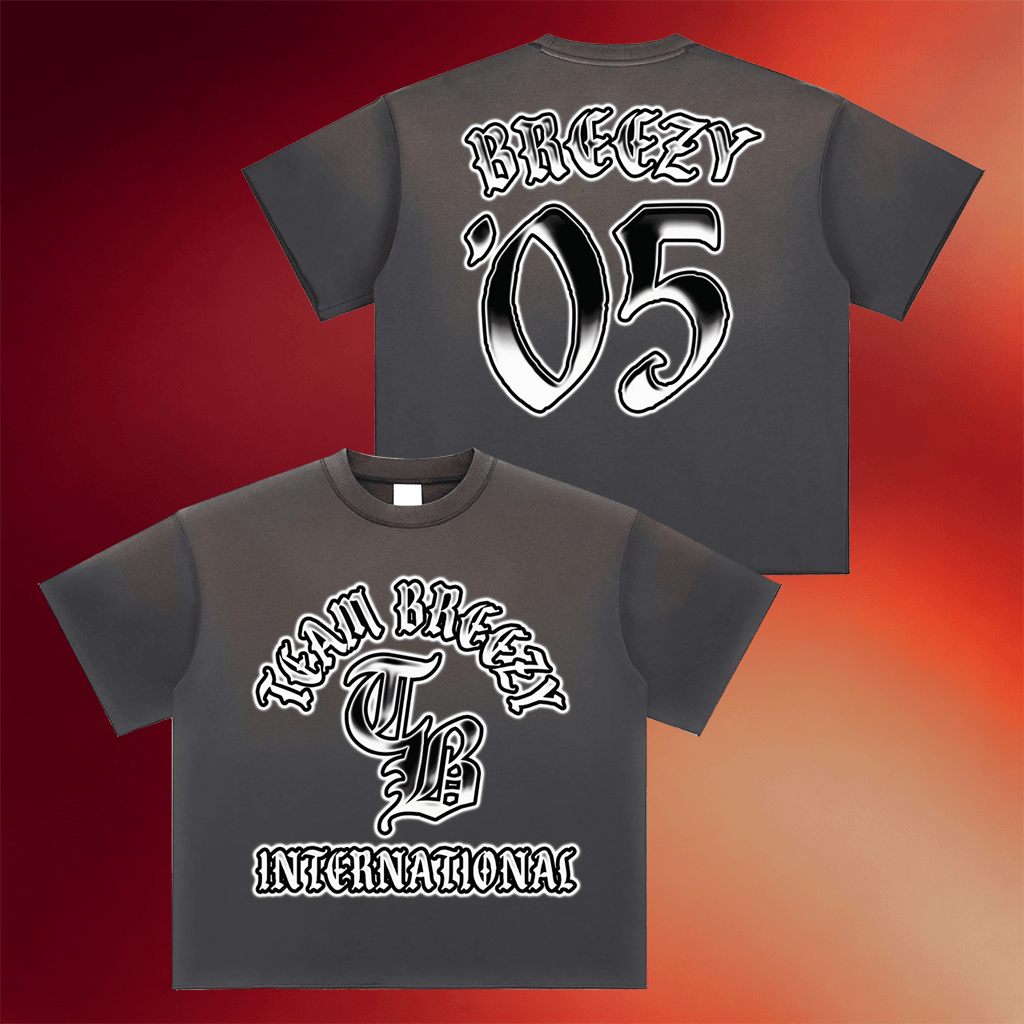 Chris Brown Merch Team Breezy International Blackletter T-Shirt Presents For Music Lovers
