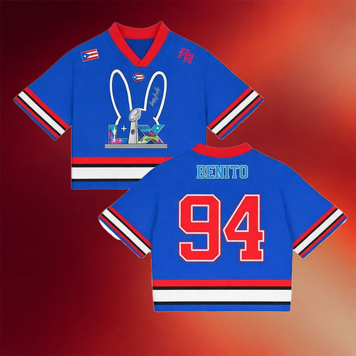 Bad Bunny Benito Bowl 94 Half Time Show Cropped Jersey Bad Bunny Super Bowl Merch 2026