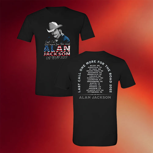 Alan Jackson Merch Black Retro American Flag Tour T-Shirt Gifts For Music Lovers