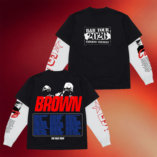 R&B Merch 2026 Chris Brown R&B Tour Layered Long Sleeve Shirt Presents For Music Lovers
