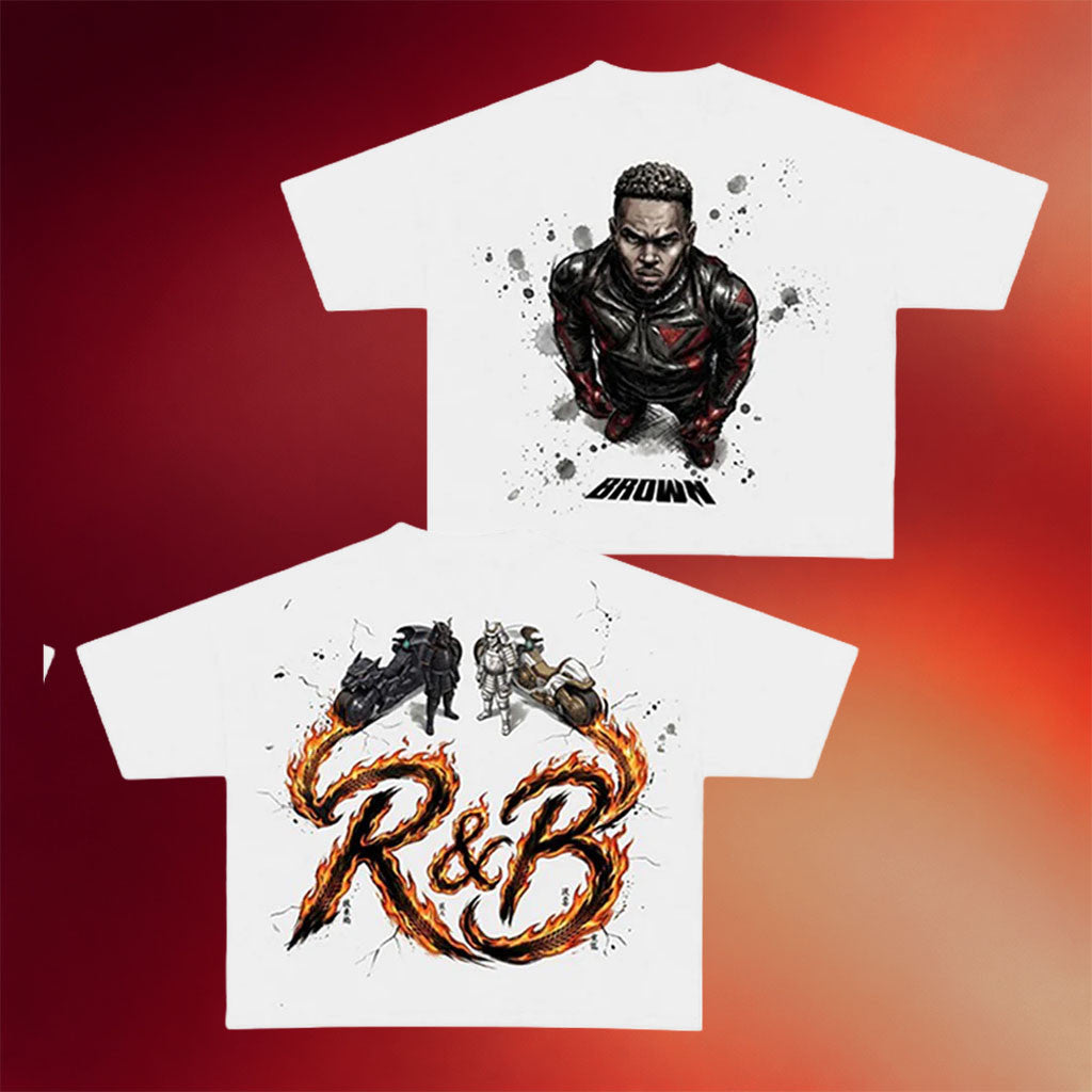 R&B Merch 2026 Chris Brown R&B Tour Graphic White T-Shirt Music Gift Ideas For Guys