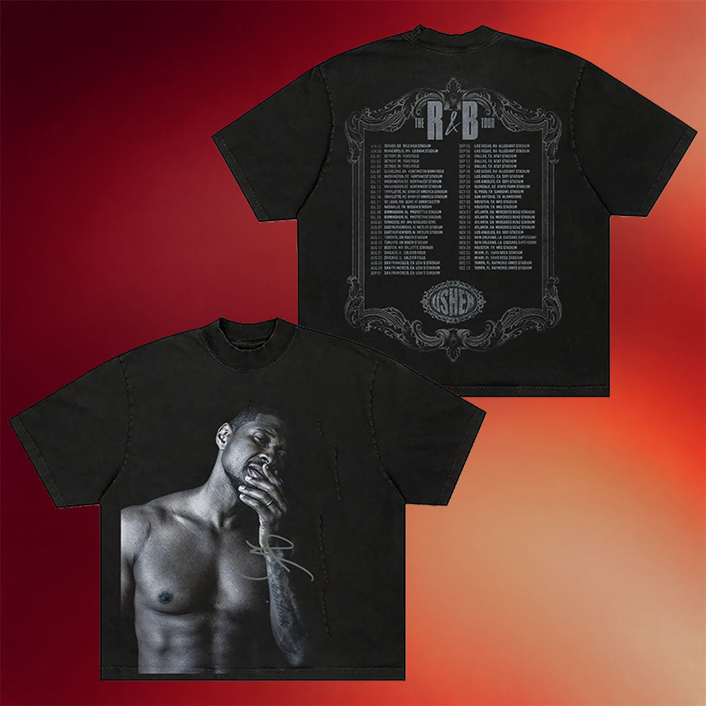 R&B Merch 2026 Usher Raymond R&B Tour Vintage Graphic T-Shirt Music Lover Gifts For Him