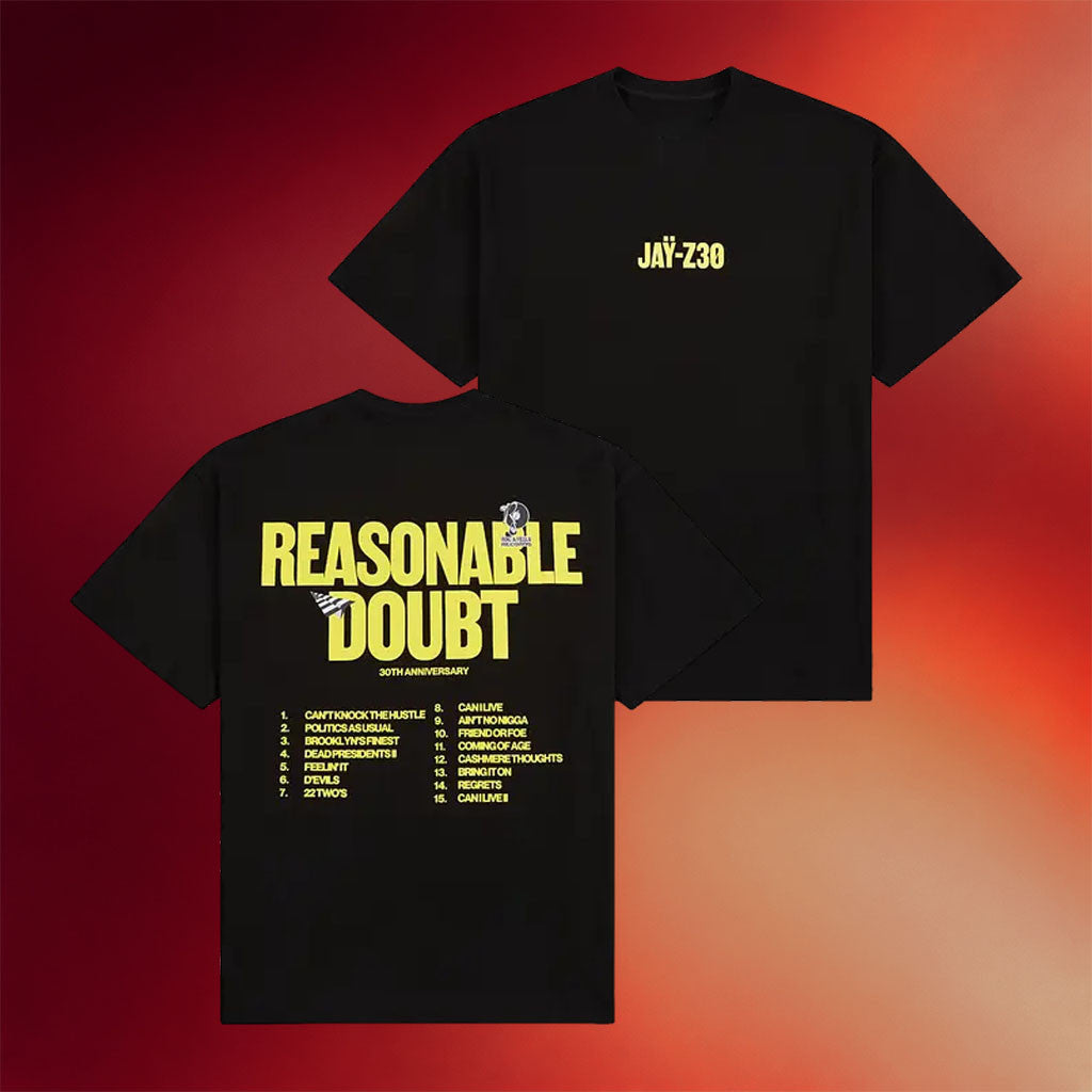Jay-Z30 Merch 2026 JAY-Z30 Reasonable Doubt Tracklist Shirt JAY-Z 30th Anniversary Merch Black