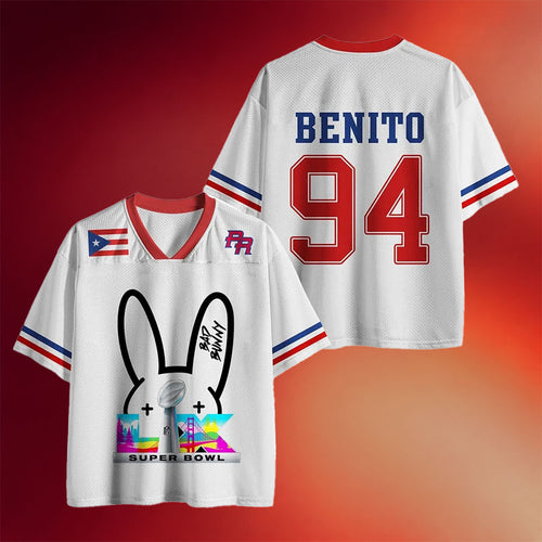 Puerto Rico Team Benito 94 Football Jersey Shirt Bad Bunny Super Bowl Merch 2026