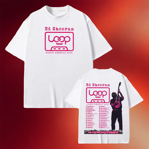 Ed Sheeran Loop Tour Merch 2026 Ed Sheeran North America Tour Dates T-Shirt White Gift For Fans