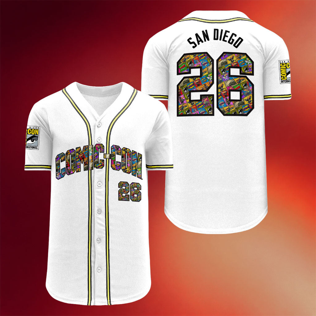 Comic Con Merch 2026 Comic Con San Diego White Comic Panel Baseball Jersey Best Gifts