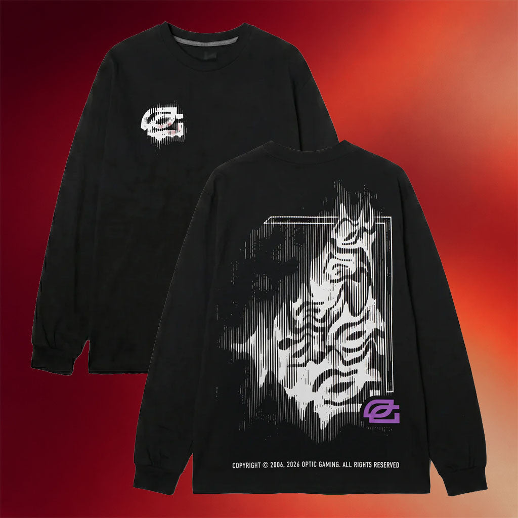 OpTic Gaming Merch 2026 Black Distorted Long Sleeve Shirt Cool Gifts For Dad