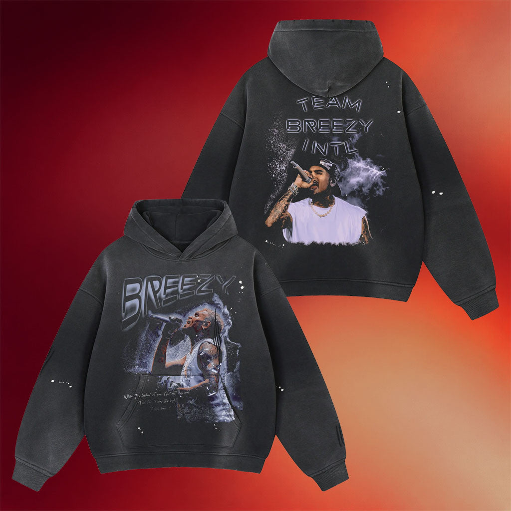Chris Brown Merch 2026 Team Breezy Blindfold Hoodie Music Related Gifts For Guys