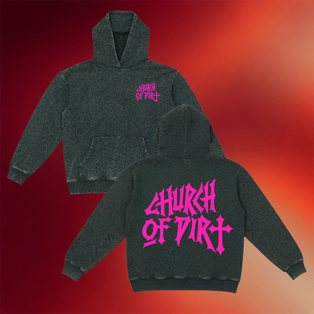 Church Of Dirt Merch 2026 Renovated Pink Vintage Black Leopard Hoodie Mother's Day Gifts