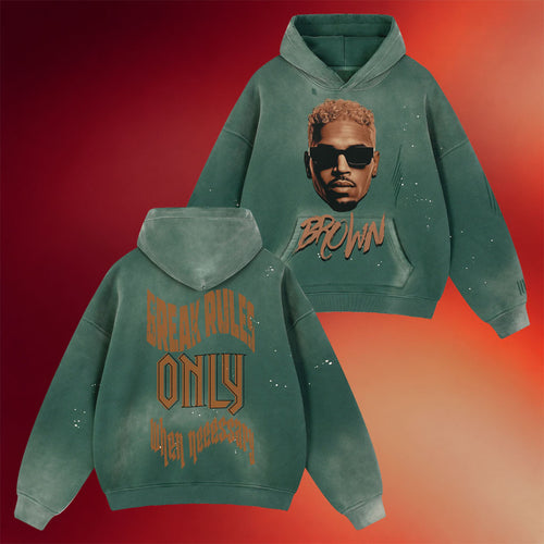 Chris Brown Merch 2026 BROWN Big Head Hoodie Break Rules Only When Necessary Hoodie Fan Gifts