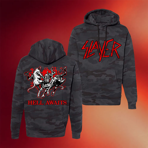 Slayer Merch Hell Awaits Camouflage Hoodie Slayer Apparel Music Lover Gifts For Him