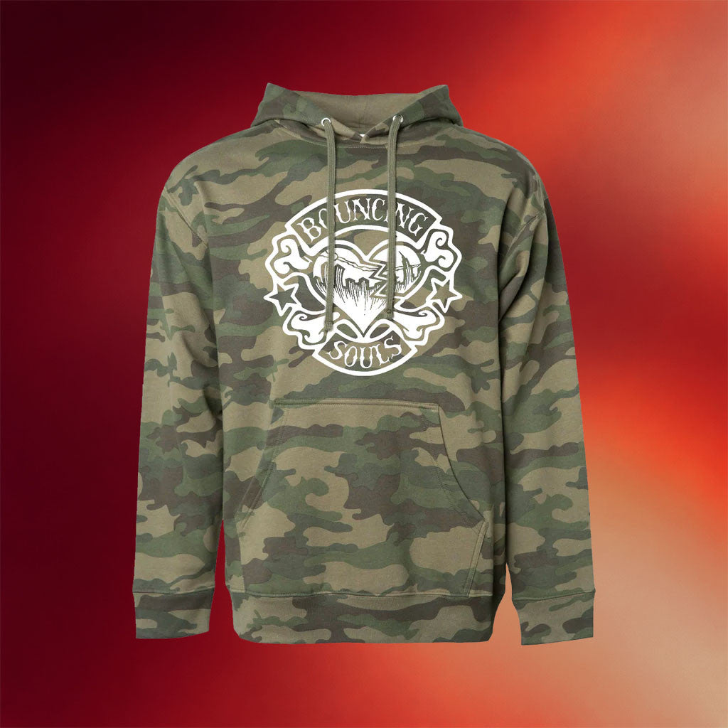 The Bouncing Souls Merch 2026 Rocker Heart Camo Hoodie Music Lover Gifts For Him