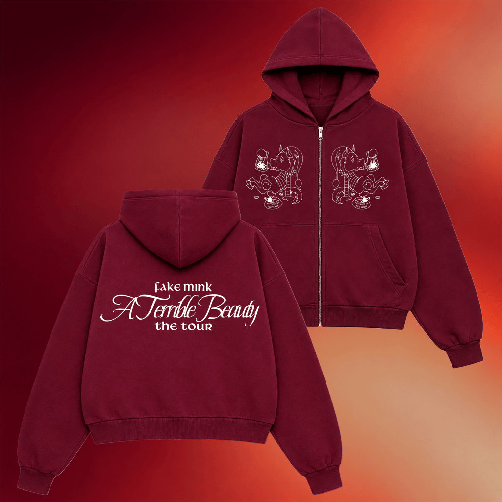 Fakemink Merch 2026 A Terrible Beauty Zip Hoodie Fakemink Tour Merch Gifts For Rap Lovers