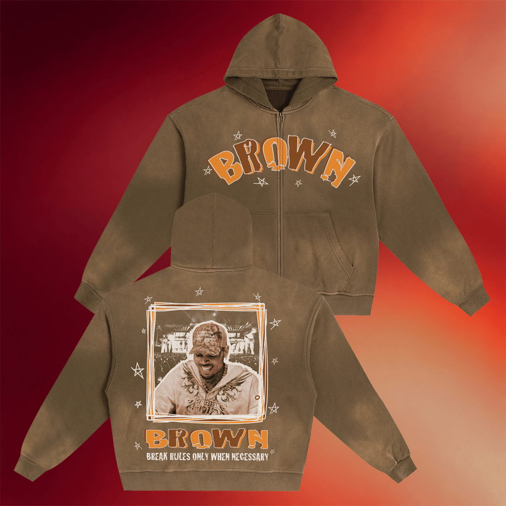 Chris Brown Merch 2026 BROWN Pregame Scribble Zip Hoodie Gifts For Music Lovers