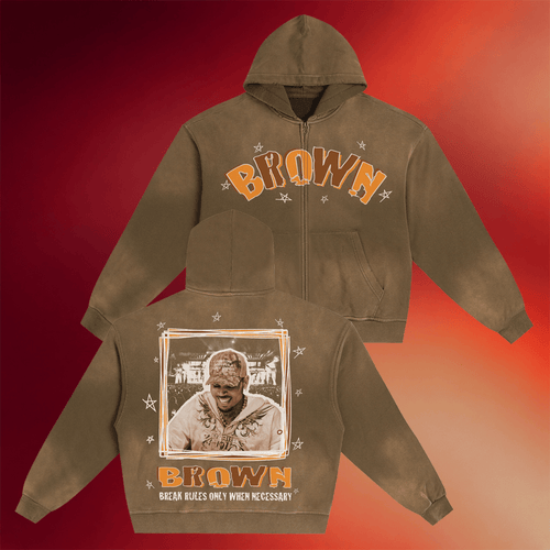 Chris Brown Merch 2026 BROWN Pregame Scribble Zip Hoodie Gifts For Music Lovers