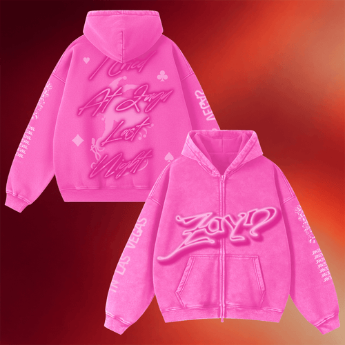 Zayn Merch Zayn Airbrush Pink Las Vegas Zip Hoodie Birthday Gifts For Her