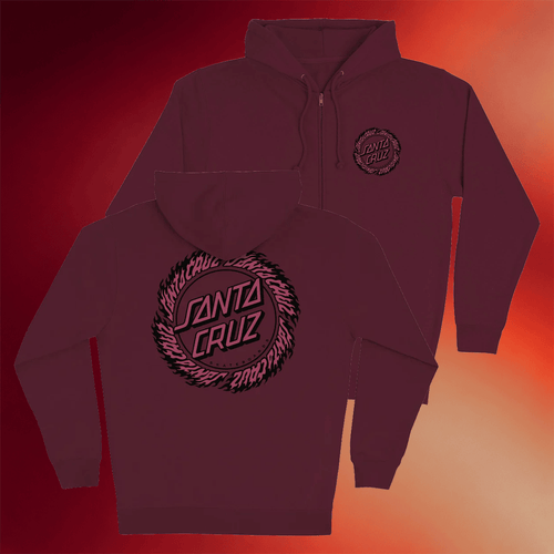 Santa Cruz Merch 2026 Flame Ringed Dot Santa Cruz Zip Hoodie Present For Husband