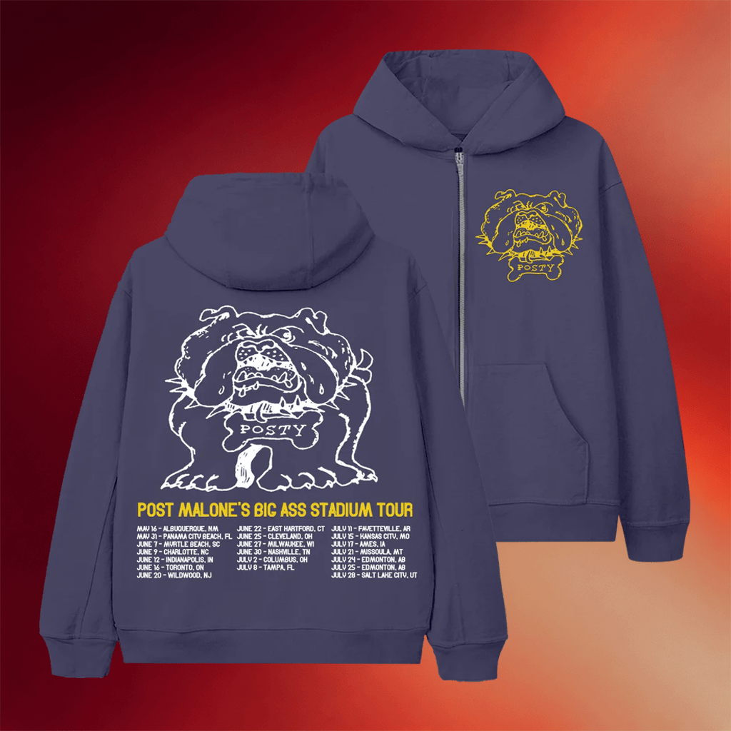 Post Malone Merch 2026 Posty Bulldog Zip Hoodie Post Malone Big Stadium Tour Merch Fan Gifts