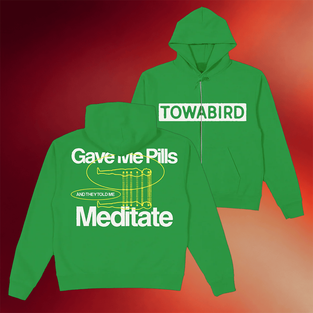 Towa Bird Merch 2026 Gave Me Pills Meditate Zip Hoodie Cool Gifts For Music Lovers