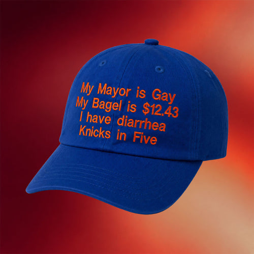 My Mayor Is Gay My Bagel Is 12 43 I Have Diarrhea Knicks In Five Hat Embroidered Humorous Cap