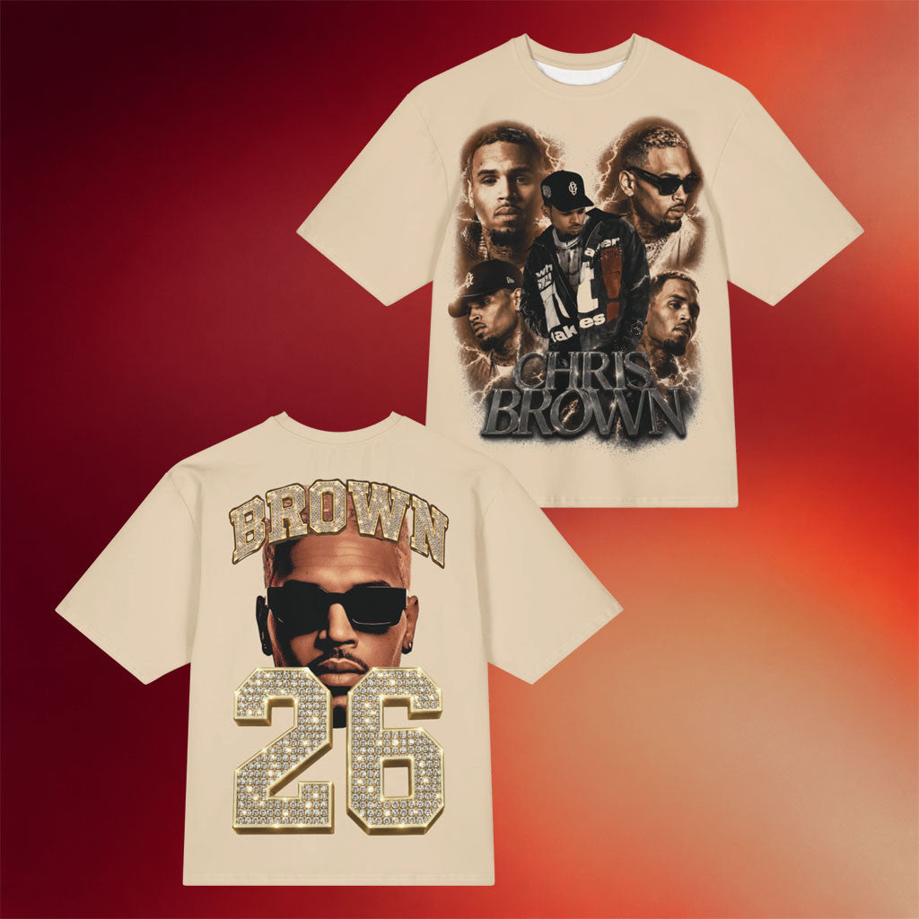 Chris Brown Merch 2026 Brown Lightning T-Shirt Music Related Gifts For Guys