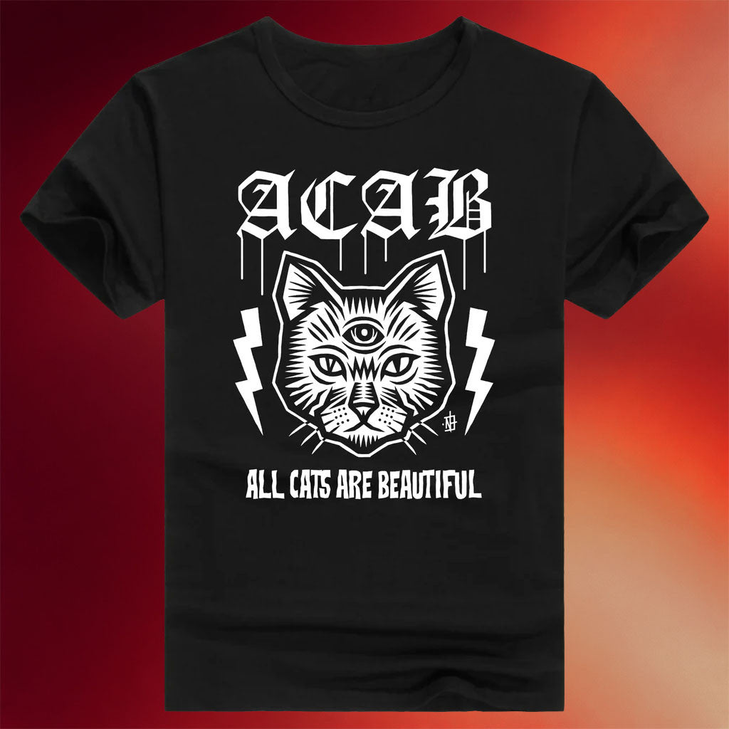 Lowbrow Screen Printing Merch 2026 ACAB All Cats Are Beautiful T-Shirt Gift For Cat Lovers