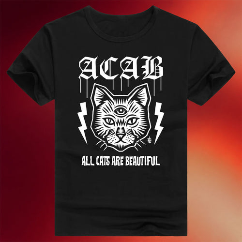 Lowbrow Screen Printing Merch 2026 ACAB All Cats Are Beautiful T-Shirt Gift For Cat Lovers
