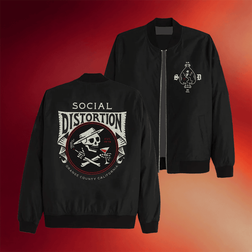 Social Distortion Merch 2026 Skelly Banner Bomber Jacket Music Gift Ideas For Guys