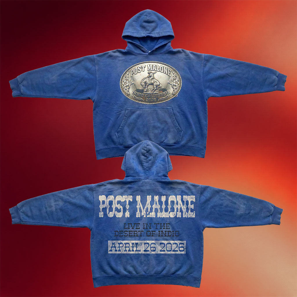 Post Malone Merch 2026 Live In The Desert Buckle Hoodie Post Malone Stagecoach Merch For Fans