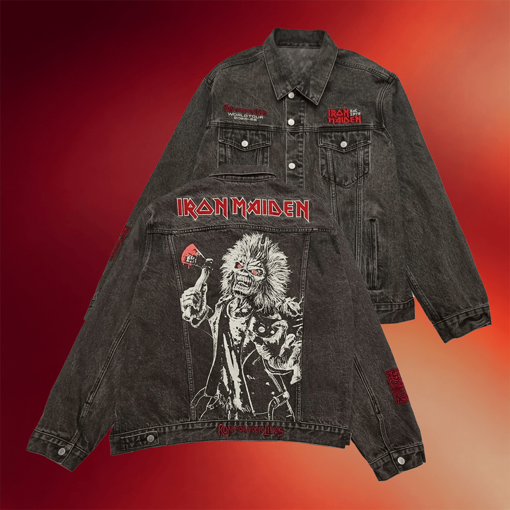 Iron Maiden Merch 2026 Run For Your Lives Tour Denim Jacket Present For Music Lovers