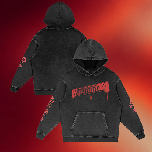 Bronx Native Merch Valentine Ave Lim Ed Snow Washed Hoodie Valentine's Gifts For Him
