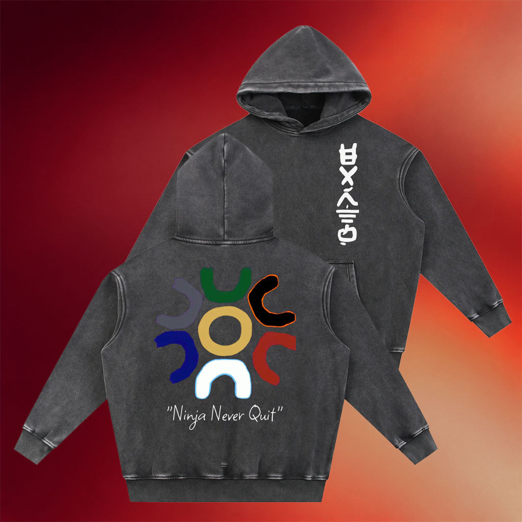 Six Dojos Merch 2026 Six Dojos Earth Washed Hoodie Ninja Never Quit Hoodie Gifts For Brothers