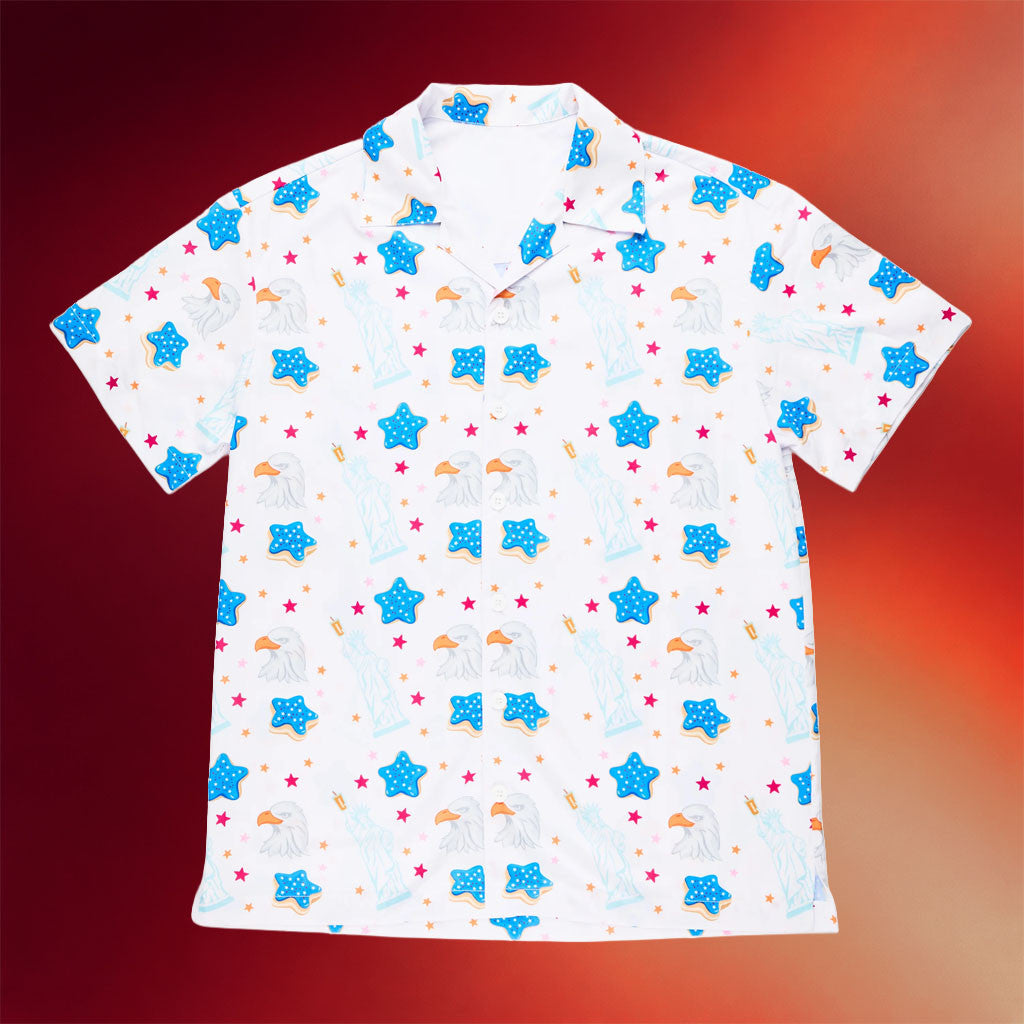 Dunkin Runs On Merch 2026 Star Donut Eagles Hawaiian Shirt Fourth Of July Gifts Ideas