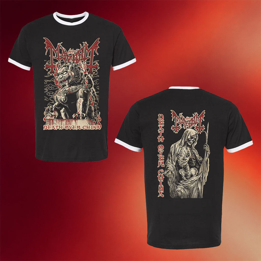 The True Mayhem Merch 2026 Death Over China Ringer T-Shirt Black Gift For Metal Band Fans