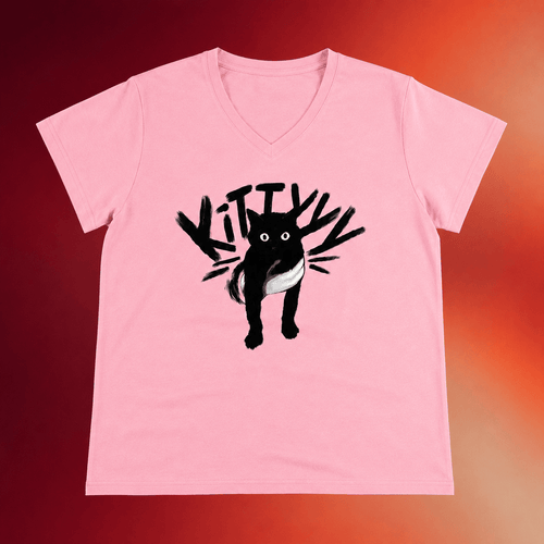 CaseOh Games Merch 2026 Caseoh's Kitty V-Neck Shirt Black Cat CaseOh Shirts Gifts For Her - Mouldking