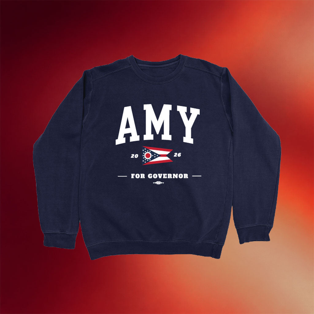 Dr Amy Acton For Governor Merch 2026 Amy For Governor Collegiate Crewneck Sweatshirt Navy - Mouldking