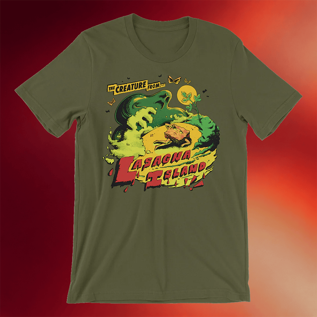 Try Guys Merch 2026 The Creature From Lasagna Island T-Shirt Horror Movie Parody Shirt Gifts