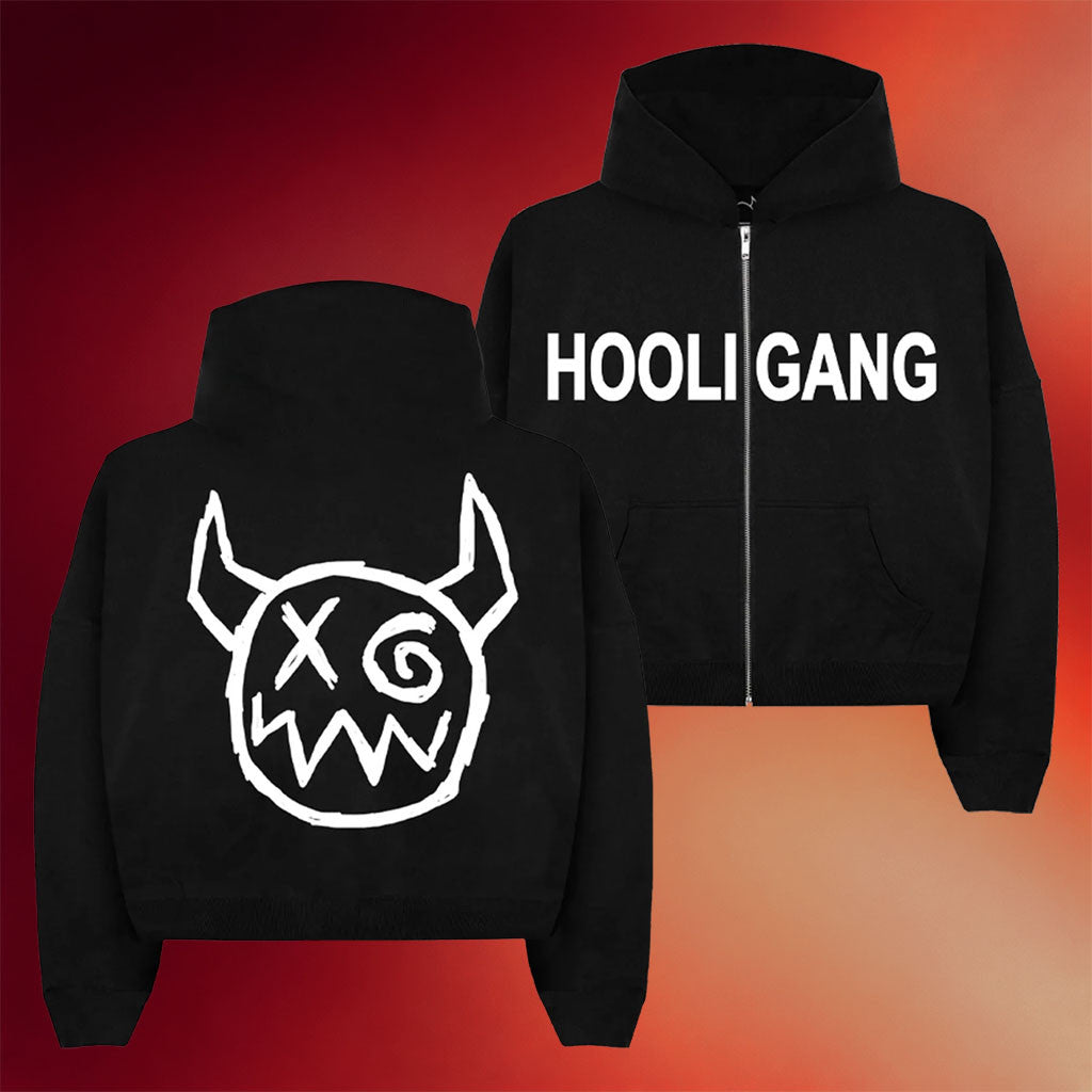 JVB Merch 2026 Hooligang Zip Hoodie Black Joey Valence And Brae Hoodie Hip Hop Lover Gifts