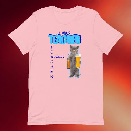 Got Funny Merch 2026 I Am A Teacher Alcoholic T-Shirt Cat Meme Shirt Funny Gifts