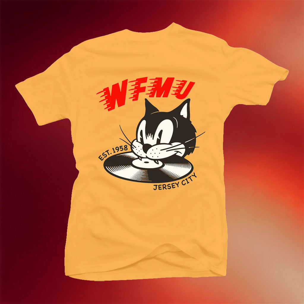 WFMU Merch 2026 Gold Hungry Cat T-Shirt Birthday Gift Ideas For Friends