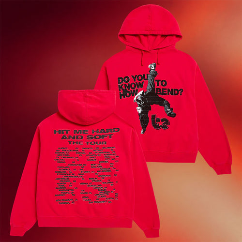 Billie Eilish Merch How To Bend Hit Me Hard And Soft The Tour Red Hoodie Gifts For Fans