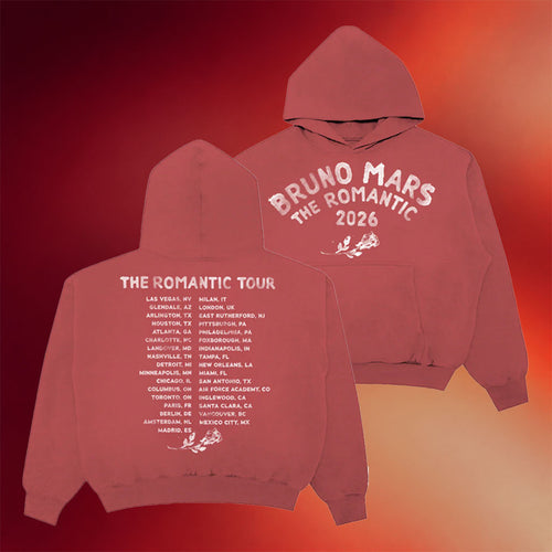 Bruno Mars Merch 2026 The Romantic Tour Hoodie Romantic Tour Merch Concert Outfits For Fans