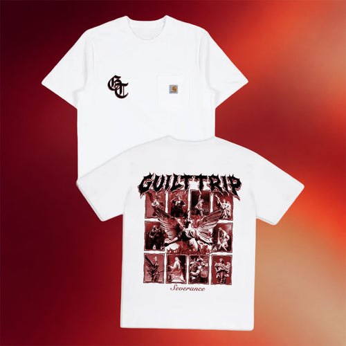 MLVLTD Merch Guilt Trip Burn Carhartt T-Shirt Severance Shirt 2026 Guilt Trip Merch White